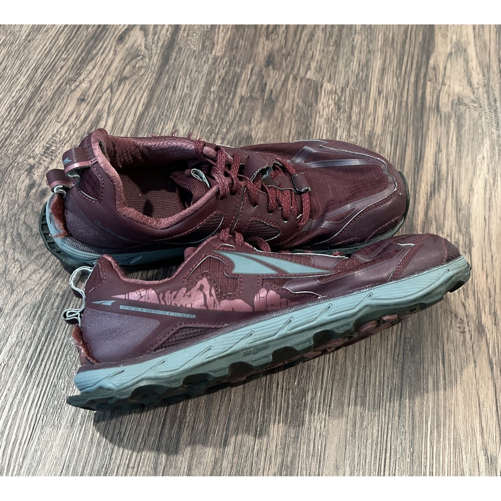 Altra Sneaker Lone Peak 4.5 Burgundy Trail Running Shoe Women Sz 9.5 AL0A4QTX604